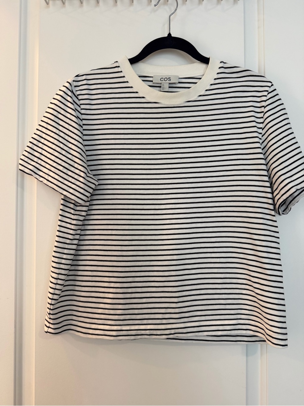 COS Short Sleeve Black & White Striped Crew Tee